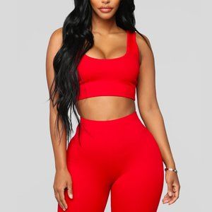 MATCHING SET • Red Cropped Legging + Scoop Neck
